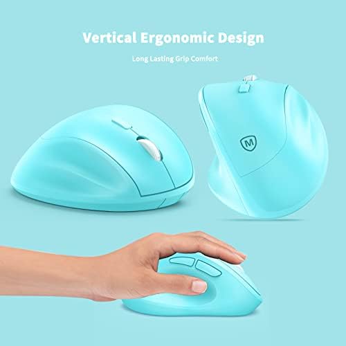 Ergonomic Wireless Mouse with USB Receiver for PC Computer, Laptop and Desktop, Ergo Mouse Vertical with Silent Clicks Long Battery Life, Up to 1600 DPI & 1 AA Battery Powered, Blue - Image 3
