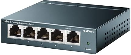 TP-Link 5 Port Gigabit Ethernet Network Switch | Ethernet Splitter | Sturdy Metal w/ Shielded Ports | Plug-and-Play | Traffic Optimization | Unmanaged (TL-SG105-605) (Renewed) by Amazon+Renewed