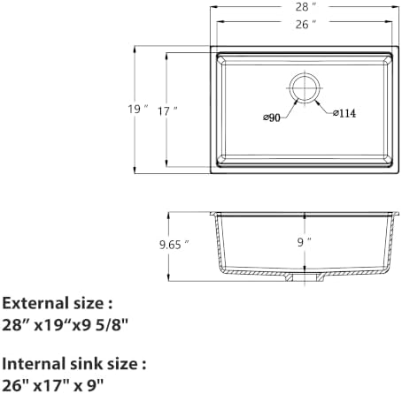 Logmey 28 Inch Black Granite Composite Sink - Image 5