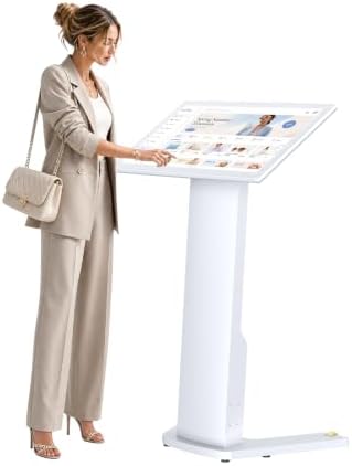 32 Inch Touch Screen Self Service Kiosk, 500-Nit FHD Floor Standing Digital Signage Display with Android 13, Dual 5W Speakers for Check-in, Self Ordering, Wayfinding, Retail and Advertising by QIXZOCV