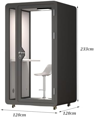 Soundproof Office Pod Booth, Quiet Meeting Pod with LED Lighting & Acoustic Panels, USB Ports, Portable Removable Telephone Booth for Private Phone Calling Reading Study(Black,120cm) - Image 7