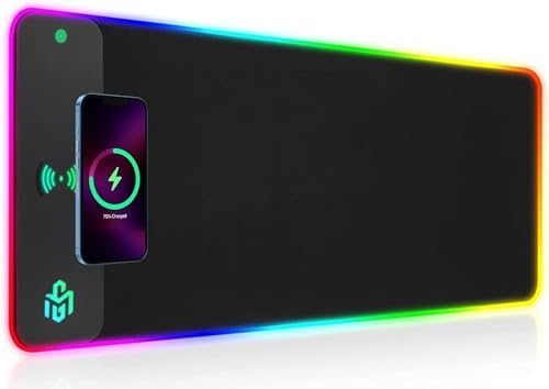 GIM Wireless Charging RGB Gaming Mouse Pad 15W, LED Mouse Mat 800x300x4MM, 10 Light Modes Extra Large Mousepad Non-Slip Rubber Base Computer Keyboard Mat for Gaming, MacBook, PC, Laptop, Desk by Unknown