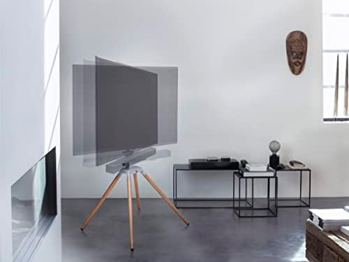 One For All Free-Standing Swivel Quadpod Universal TV Stand, Oak & Gun Metal Grey Color, WM7475 - Image 3
