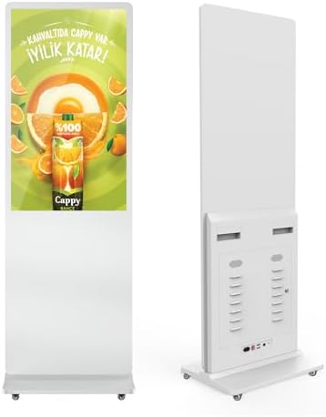 MWE 54 Inch Digital Signage Displays, LCD Screen Advertising Kiosk with Custom Service, Indoor Floor Standing Commercial Totem, Android System Vertical Poster with Auto Media Player-White by QIXZOCV
