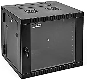 NavePoint 9U Wall Mount Cabinet with Hinged Back - 25.5” Deep, Server Rack Enclosure with Locking Glass Door and Removable Side Panels, Network Cabinet with 2 Fans, Pre-Assembled by NavePoint