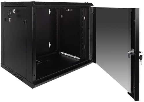 NavePoint 9U Server Rack Enclosure with Glass Door, Cooling Fan, Locks, & Removable Side Panels - 9U Wall Mount Network Cabinet 19 Inch Rack 17.7 Inches Deep - Image 6