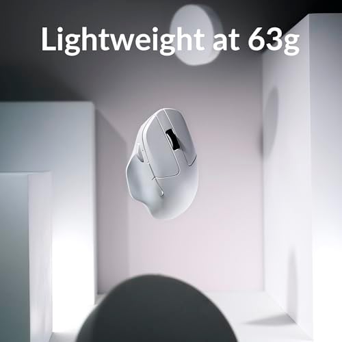 Keychron M7 Wireless Mouse, 26K DPI, 2.4 GHz/Bluetooth/Wired, 63g, White - Image 4