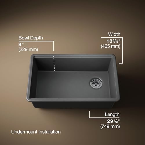 Kohler 33712-PC-CM7 Billings® 29" undermount single-bowl workstation kitchen sink, Matte Graphite - Image 3
