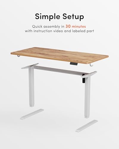 DESINO Standing Desk, 32 × 19 Inches Electric Height Adjustable, Sit and Stand Up, Computer Office Desk with Splice Board, White Frame/Light Rustic TOP - Image 6