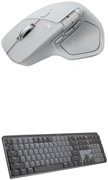 Logitech MX Master 4 Ergonomic Wireless Bluetooth Mouse with Haptic Feedback + MX Mechanical Wireless Illuminated Keyboard with Tactile Quiet Switches - USB-C, Windows, Linux, Chrome, Mac - Pale Gray by Logitech
