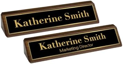 Gem Awards Custom Name Plate for Desk, Walnut Insert, 2x8 Inch - Image 6