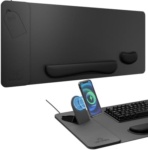 15W Magnetic Charging Mouse Pad with Foldable Ergonomic Tilt Phone Stand by Loyobo