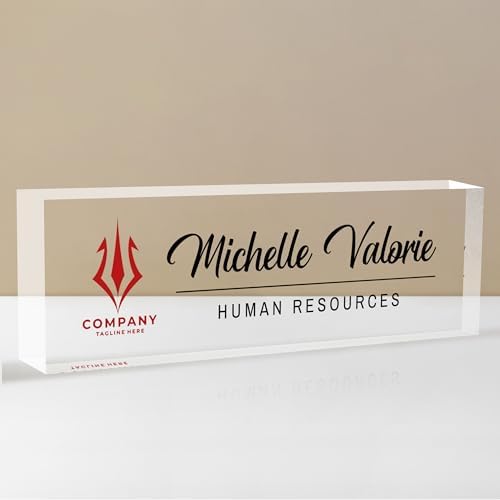 Personalized Name Plate for Desk, Custom Desk Name Plate, Acrylic Name Plate Office Desk Accessories, Personalized Office Gifts for Coworkers Teachers, Employee Appreciation Gifts (B-BusinessLogo2) by EOBIBIFUN