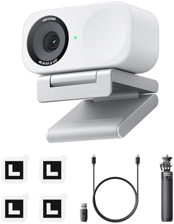 Insta360 Link 2C Tripod Bundle - 4K Webcam for PC/Mac, 1/2" Sensor, Auto Framing, HDR, AI Noise-Canceling Mic, Gesture Control for Streaming, Video Calls, Gaming, Works with Zoom, Teams, Twitch & More by Unknown