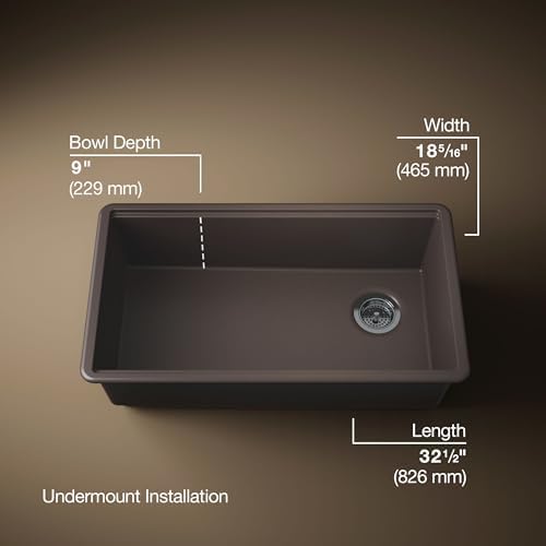 KOHLER Billings™ 32-1/2" Undermount Kitchen Sink, Single-Bowl, Workstation with Kitchen Sink Accessories, Neoroc, K-33710-PC-CM2, Matte Brown - Image 3