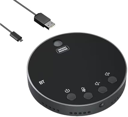 Conference Speaker and Microphone, Bluetooth Speakerphone for Small Meeting Room & Home Office，Wireless Conference Speaker 360°Voice Pick up with Noise Cancellation Mics for Computer/Laptop by Cykvis