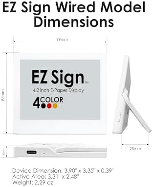 Santek EZ Sign | 4.2" 4-Color Wired E-Paper Display (USB Cable + Windows App) with Kickstand – Rewritable & Customizable Standing Sign for Office, Retail, Reception, Airbnb, QR Code & WiFi Display (White) - Image 7