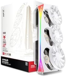 XFX Mercury AMD Radeon RX 9070XT OC Magnetic Air White Edition with RGB 16GB GDDR6 HDMI 3xDP, RDNA 4 RX-97TMARGW9, Graphics Card, Compatible with Desktop PCs by XFX