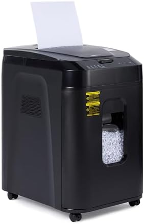 Amazon Basics 150-Sheet Autofeed Micro-Cut Paper and Credit Card Shredder, High Security Level P-4 with 8.5-Gallon Bin, 60-Minute Continuous Run Time, Black by AmazonBasics
