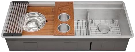 Ruvati 45-in Double Bowl Two-Tier Workstation Kitchen Sink - RVH8253 by Unknown