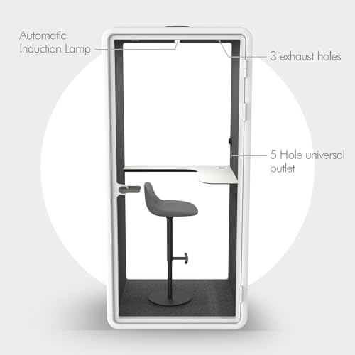 Quiet Meeting Pod with Acoustic Panels, Office Soundproof Booth with Furniture, Portable Removable Working Booth for Private Phone Calling, Study, Individual Seater Personal Office H92in W43in D40in - Image 4