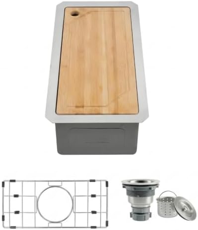 Small Bar Sink 9.5“ X 18”,Undermount Wet Bar Sink with Workstation by Lonsince