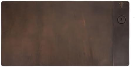 Hiram Crazy Horse Leather Desk Mat with 15W Wireless Charging - Waterproof and High-End Cowhide Texture for a Comfortable Office Experience(31in x 16in) by Hiram