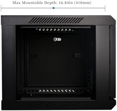 RackPath 6U Professional Wall Mount Server Cabinet Network Rack Enclosure with 2X Quiet Cooling Fan, 1x Brush Cable Management Panel, Black - Image 4
