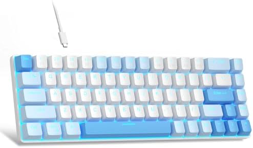 MageGee Portable 60% Mechanical Gaming Keyboard, MK-Box LED Backlit Compact 68 Keys Mini Wired Office Keyboard with Red Switch for Windows Laptop PC Mac - Sky Blue by MageGee