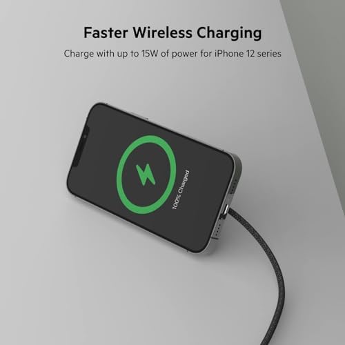 Belkin Wireless Charger for MagSafe, 15W Fast Charging Pad (PSU Not Included) w/ Kick Stand & 6.6ft Long Braided Cable, Compatible w/ iPhone 15, 15 Pro, 15 Pro Max, 14 & 13, and iPhone Mini - Black - Image 2