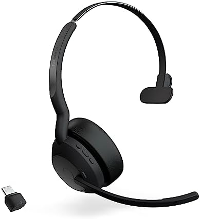 Jabra Evolve2 55 Mono Wireless Headset - Features AirComfort Technology, Noise-Cancelling Mics & Active Noise Cancellation - Works with UC Platforms Such as Zoom & Google Meet - Black by Jabra