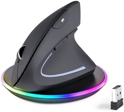 Perixx PERIMICE-813RX Wireless Rechargeable Vertical Mouse - Multi-Device spec - Duo Wired and Wireless Charging Feature -The Included Charger Compatible with iPhone, AirPods, and AirPods Pro by PerixxComputerGmbH