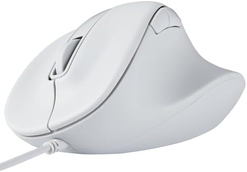 ELECOM Wired USB Ergonomic Shape Mouse, Silent Click, Right Hand, 2000DPI, 5 Buttons, Optocal Sensor, Compatible with PC, Mac, Laptop, EX-G, Lsize White (M-XGM30UBSKWH) by ELECOM