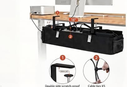 No Drill Under Desk Cable Management Tray 28"– Reinforced Steel Base - Image 6