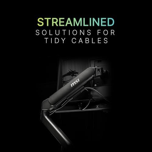 MSI MAG MT101DG - Gas Spring Dual Monitor Stand Arm, Supports 17-32" and 22 lbs, VESA Compatible, Adjustable Gas Spring Mount, Clamp & Grommet, Quick Release Plate – Black - Image 5