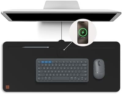 ZAGG Mouse Pad Desk Mat with Wireless Charging for All Devices - 10W Fast Charge, Integrated USB-C, Premium Felt Top, Non-Slip Bottom, Office Organizer, Black by Unknown