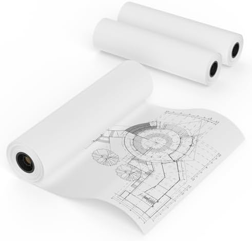 MFLABEL Wide Format Paper 36" x 150' Plotter Paper 3 Rolls CAD Bond Rolls 20lb 2" Core for CAD Printing on Wide Format Ink Jet Printers by MFLABEL