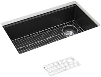 KOHLER Billings 32.5 Inch Undermount Single Bowl Stone Composite Kitchen Sink, Durable Modern Design, Easy to Clean, Large Capacity, Matte Black, K-33710-CM1 - Image 4