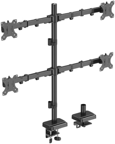 MOUNTUP Quad Monitor Stand, 4 Monitors Desk Mount for 17 to 32 inch Computer Screens, Fully Adjustable Stacked Mount with Tilt Swivel, 4 Heavy Duty Monitor Mount, Holds up to 17.6lbs per Arm by MOUNTUP