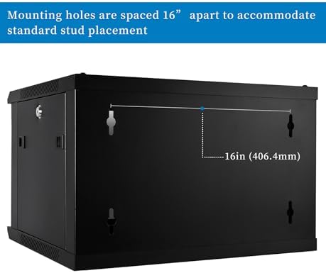 RackPath 6U Wall Mount Network Rack Cabinet – Quiet Cooling Fan, Locking Glass Door, 17.7" Deep (450mm), Removable Locking Side Panels, Fits 19" IT & A/V Equipment - Image 4