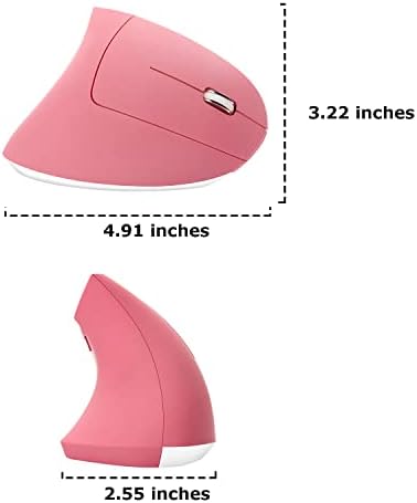 Wireless Mouse Ergonomic Vertical Ergo High Presion Optical Lightweight Cordless LED Light Large Cute Wireless Mouse for Laptop Computer Mac Office Girl Boy Adults Gift , 800/1200/1600 DPI, 6 Buttons - Image 5