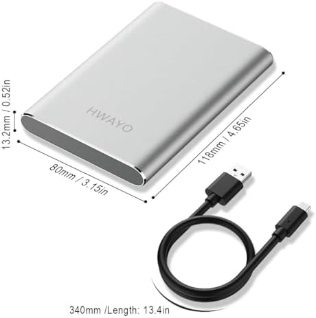 HWAYO 1.5TB Portable External Hard Drive USB3.1 Type C Ultra Slim 2.5'' HDD - Image 4