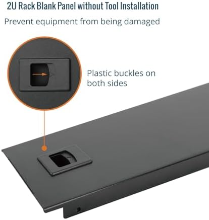 Tecmojo 5 Pack 2U Blank Panel, Cold Rolled Steel Rack Blank Panel, Rack Mount Plate for 19 in Server Rack Enclosure or Network Cabinet, Toolless Mounting, Black - Image 5