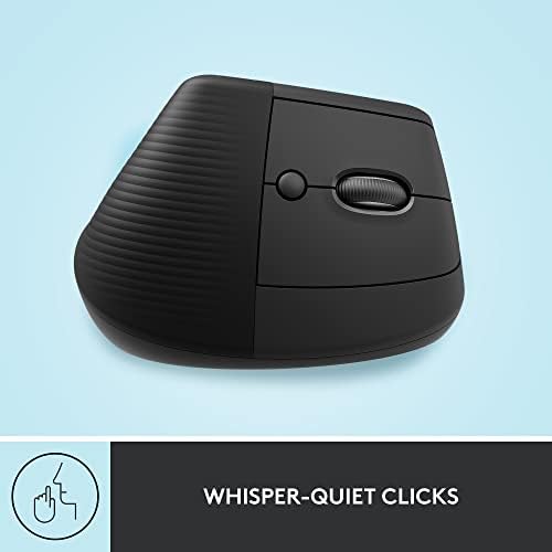 Logitech Lift Vertical Ergonomic Mouse, Wireless, Bluetooth or Logi Bolt USB Receiver, Quiet clicks, 4 Buttons, Compatible with Windows/macOS/iPadOS, Laptop, PC - Graphite (Renewed) - Image 7