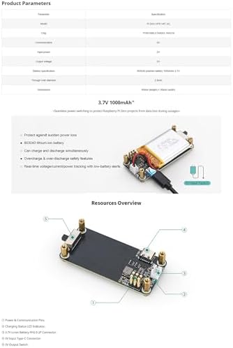 UPS HAT for Raspberry Pi Zero, Uninterruptible Power Supply Module, Plug-and-Play Ba-ttery Backup Board, Real-Time INA219 Ba-ttery Monitor, Supports 3.7 V Lithium Ba-ttery, Power Management Expansion - Image 6