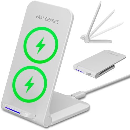 Wireless Charger Stand, Foldable, 15W Fast Wireless Charging Station Compatible with iPhone 17 16 15 14 13 12 Pro Max, Phone Charger Dock for Samsung Galaxy S26 S26+ S25 S24 S23 S22 Note 20 & Android by ALYNIC