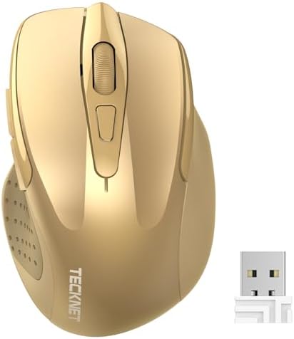 TECKNET Wireless Mouse, 2.4G Ergonomic Computer Mouse, 2600 DPI, Gold by Tecknet