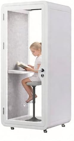 Soundproof Office Pod Booth Mobile Office Pod Booth with Desk/Tempered Glass Door/LED Light/Metal Lock, Private Meeting Room for Focused Study Read or Work, Call Privacy(B,135x115x233cm) by Unknown