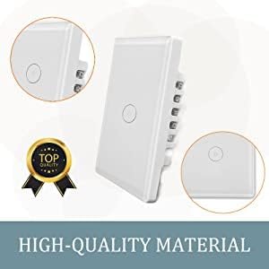 Tuya WiFi Smart Wall Touch Light Switch Glass Panel Wireless Remote Control by Smart-Life APP Anywhere Compatible with AI Alexa,Timing Function No Hub Required (1-2-3-4 Gang) (White, Four Gang) - Image 2