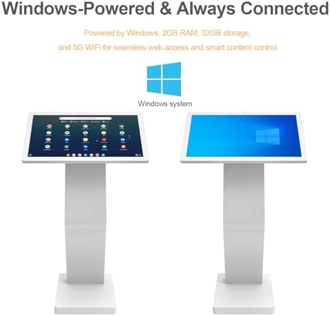 27 Inch Touch Screen Kiosk, 10pt PCAP Capactive Touch Screen Digital Signage, Windows OS K-Style Indoor Digital Signage, Interactive LCD Display Signage, U-Disk Publish Content, Split Screen - Image 3
